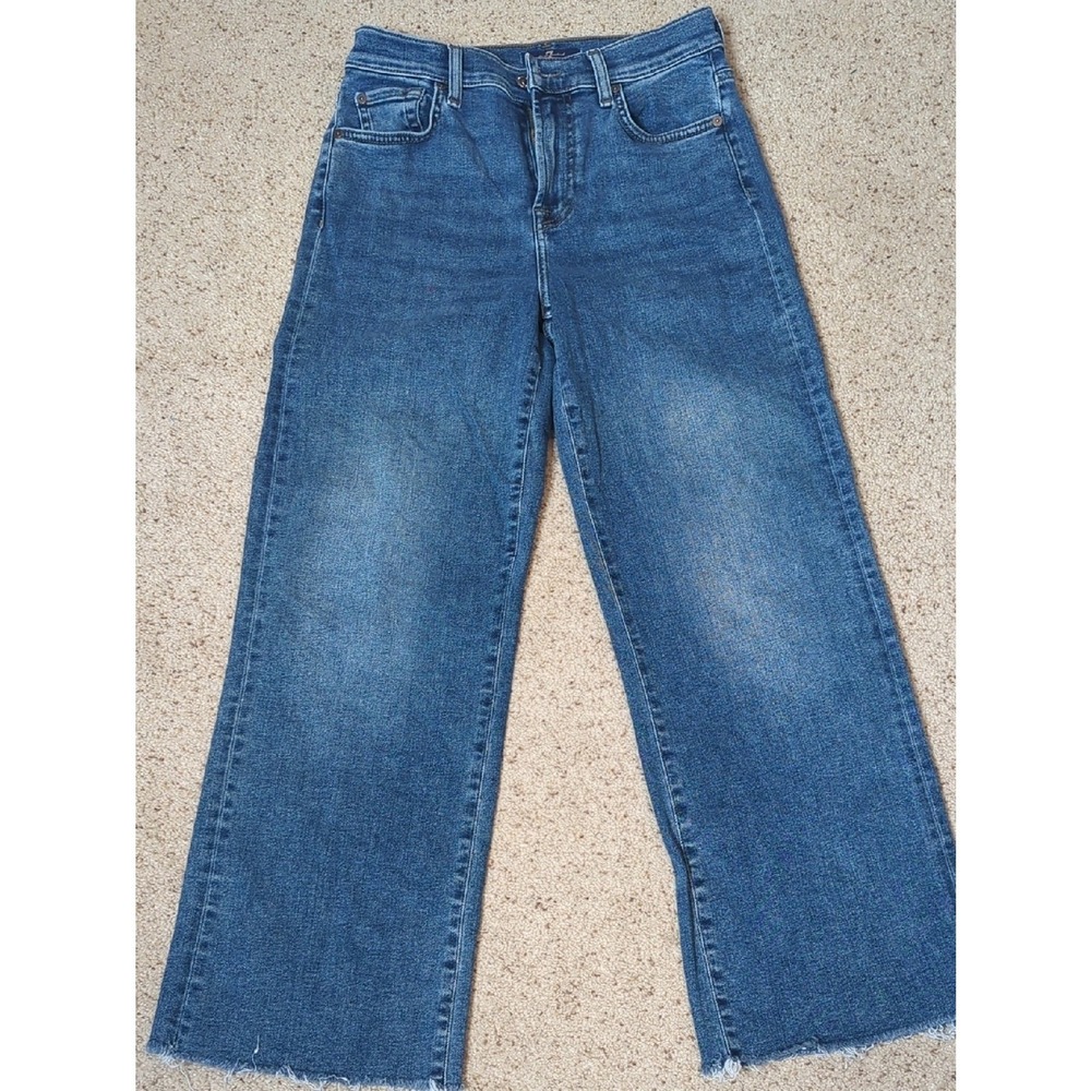 7 For All Mankind Wide Leg Jeans in Medium Blue Denim